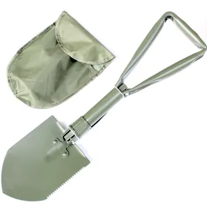 Vanga pieghevole compatta in stile militare verde oliva con custodia resistente