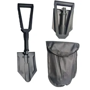 Pala de camping plegable multifuncional con bolsa de transporte negra para supervivencia