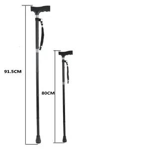 Dettaglio del bastone telescopico regolabile in alluminio con altezze di 80 cm e 91,5 cm marcate