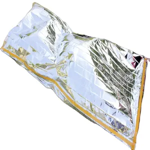 Emergency silver aluminized PET sleeping bag survival thermal blanket for camping