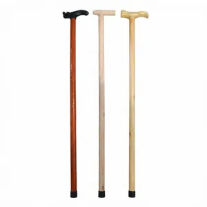 Variety of lightweight wooden walking sticks with ergonomic handles and non-slip tips
