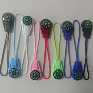 Tiradores de cremallera con mini brújula para equipo de supervivencia