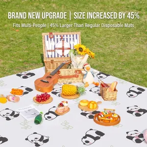 Nappe de Pique-nique Jetable Imperméable Anti-humidité Portable Motif Panda Dessin Animé pour Camping en Plein Air Plage Voyage