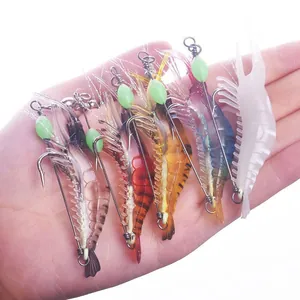 Leuchtendes PVC-Garnelen-Gummiköder-Set für Barsch und Zackenbarsch in verschiedenen Farben