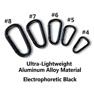 Black Aluminum Alloy D-Shape Carabiner Clip Electrophoretic Coating Outdoor Mountaineering Buckle Keychain Hook Travel Gear
