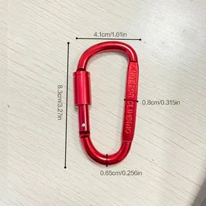 Detailansicht eines roten 8,3 cm D-Ring-Karabiners aus Aluminium mit Maßen