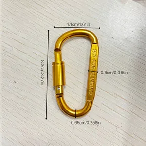Detaillierte Größenmessungen des goldenen 8cm D-Karabiners in Zentimetern und Zoll