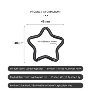 Star shaped aluminum alloy carabiner spring hook for DIY keychains and accessories