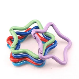 Colorful star-shaped aluminum alloy carabiner hooks for DIY keychains and accessories