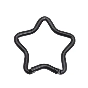 High-quality black star-shaped aluminum carabiner clip for DIY keychains and accessories.