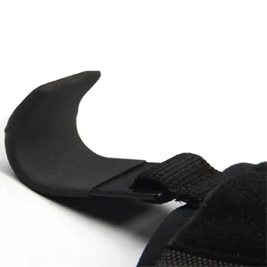 Close-up of heavy-duty weightlifting wrist hook with non-slip coating for gym use