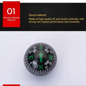 Detailed view of the 28mm portable plastic compass ball showing its durable material