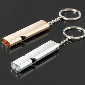 High-decibel dual-tube survival emergency whistle made of durable aluminum alloy for camping