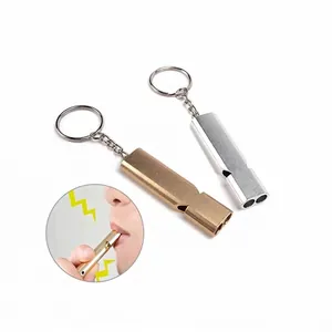 High-frequency double-tube aluminum alloy survival whistle for camping and emergencies