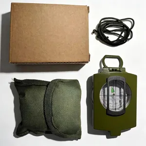 High-precision military green tactical compass set with pouch and lanyard for hiking