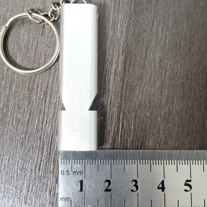 Dual tube silver aluminum survival whistle for camping and emergency hiking rescue