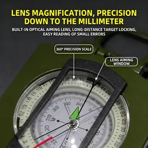 Professional high-precision tactical camping compass with luminous dial and sighting lens