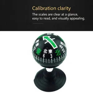 Portable 38mm spherical car compass with suction cup mount for outdoor vehicle navigation