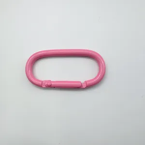 Duurzame roze ovale track-vormige veerkarabijnhaak voor DIY sleutelhangeraccessoires