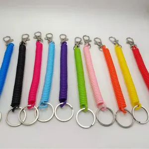 Porte-clés à ressort en plastique coloré à haute élasticité, lanière anti-perte pour sacs