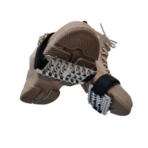 Durable stainless steel ice cleats for outdoor boots with heavy-duty adjustable straps