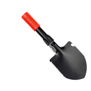 Tragbare multifunktionale Klappschaufel für Camping und Outdoor mit rotem Handgriff