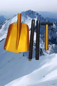Vista dettagliata della pala da neve portatile in alluminio con i suoi componenti