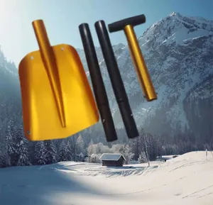 Vista dettagliata dei componenti della pala da neve rimovibile in alluminio oro in inverno