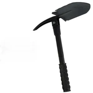 Portable black multi-functional folding entrenching tool with pickaxe for camping