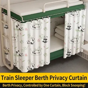 Cortina de Coche Cama Desechable para Tren Dormitorio Litera Escudo de Oscurecimiento para Estudiantes Viaje Privacidad Panda Floral