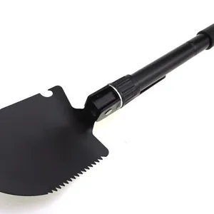 Pala da campeggio pieghevole multifunzionale con bordo a dente di sega e nero opaco