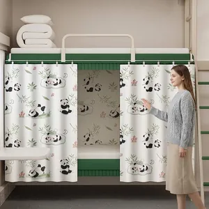 Cortina opaca para litera con diseño de panda para dormitorios de estudiantes y trenes