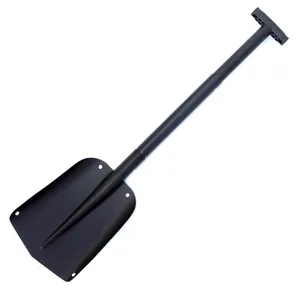 Professional matte black aluminum alloy telescopic snow shovel with ergonomic T-handle grip