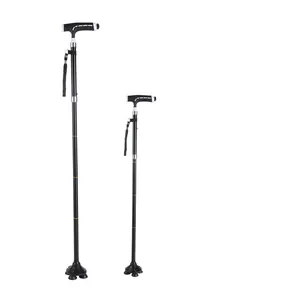 Canne de marche pliable en aluminium réglable avec poignée ergonomique et base stable