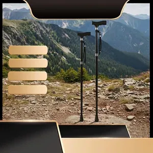 Bastone da Passeggio Regolabile in Lega di Alluminio per Anziani Stampella Telescopica Pieghevole con Luce LED e Impugnatura a T