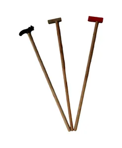 Collection of three lightweight wooden walking sticks featuring different handle designs