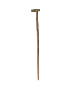 Solid wood walking cane with ergonomic T-shaped handle for hiking and trekking outdoors