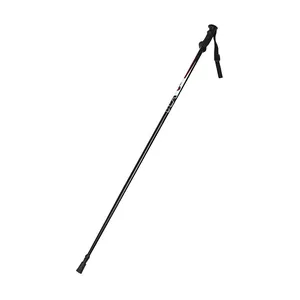 Bâton de randonnée professionnel en aluminium noir avec poignée ergonomique et sangle
