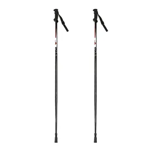 Bâtons de ski professionnels en aluminium noir avec poignées ergonomiques