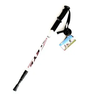 Lightweight 3-section telescopic 6061 aluminum trekking pole with a straight handle