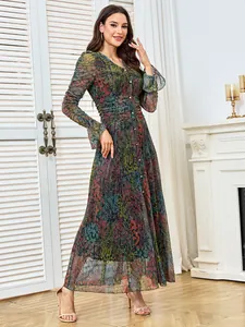 Elegant shimmer maxi dress with rhinestone detailing and pleated fabric for parties