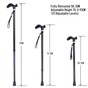 Bastone da passeggio regolabile con tre diverse lunghezze da 58,5 cm a 93 cm