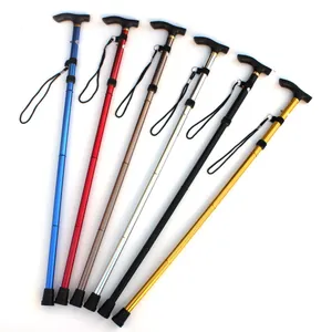 Multiple colors of aluminum alloy telescopic trekking poles with T-shaped handles