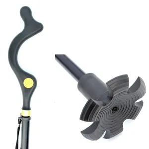 Dettaglio del bastone Posture con impugnatura ergonomica e punta stabile in gomma a sei piedi