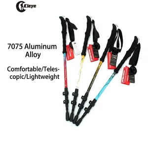 Retractable 7075 aluminum alloy trekking poles for hiking and outdoor activities.