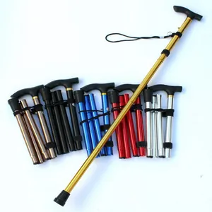 Adjustable folding aluminum alloy trekking pole walking stick in multiple colors