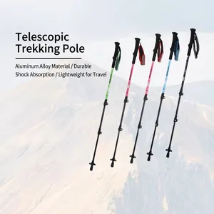 Bâton de Trekking Télescopique en Alliage d'Aluminium 7075 Verrouillage Externe Professionnel Bâton de Marche pour Randonnée Escalade Sports de Plein Air Portable Antidérapant
