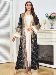 Elegant heavy-work sequin embroidered robe dress with tassels for formal events