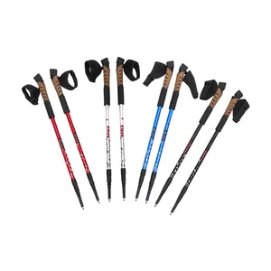 Jeu de bâtons de randonnée en aluminium léger réglables en quatre couleurs