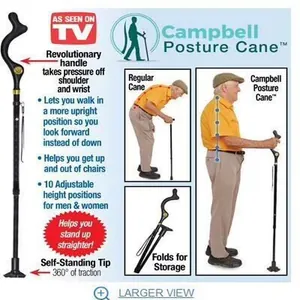 Bastone da passeggio ergonomico Campbell con 10 altezze regolabili e design pieghevole.